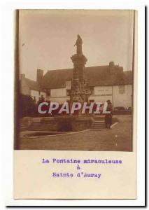 Holy Auray Old Postcard Photo Card The miraculous fountain (Hotel de Bretagne)