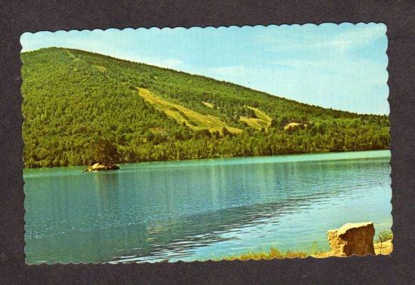 ME Pleasant Mt Mountian Ski Area Shawnee Peak Postcard Bridgton Maine Moose Pond