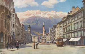 Austria Innsbruck Maria Theresienstrasse tram artist Wiro postcard 