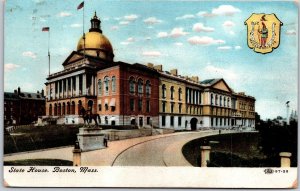 1907 Statehouse Boston Massachusetts MA Building Statue Posted Postcard