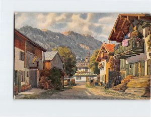 Postcard Untere Dorfstraße Oberammergau Germany