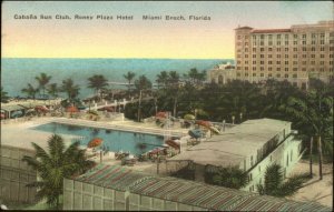 Miami Beach FL Roney Plaza Hotel Cabana Sun Club c1920s Hand Colored PC