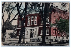 1910 New City Building View Entrance Kids Rochester New Hampshire NH Postcard 