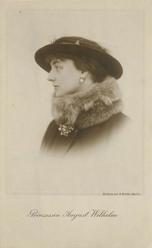 RPPC German Royalty Princess August Wilhelm in Fur Collar & Hat Unposted