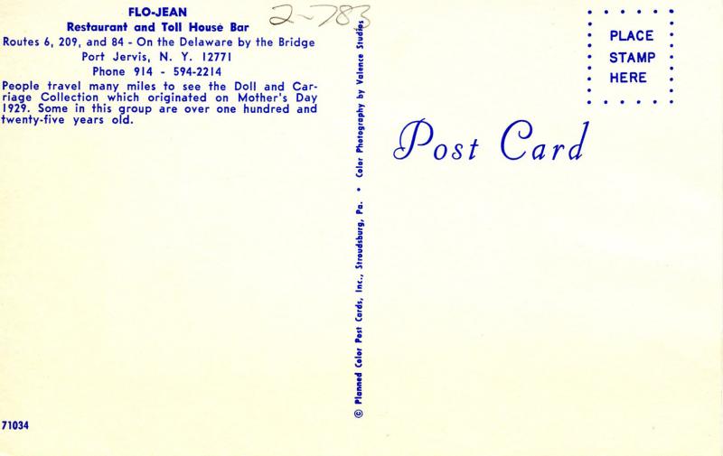 NY - Port Jervis. Flo-Jean Restaurant & Toll House Bar. Doll & Carriage Colle...