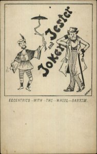 Circus Sideshow Act JESTER & JOKER Eccentrics w/ Wheelbarrow c1905 Postcard