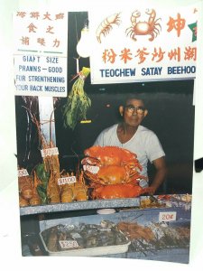 A Singapore Market Stall with Ready to Eat Shellfish Vintage Postcard 1980s