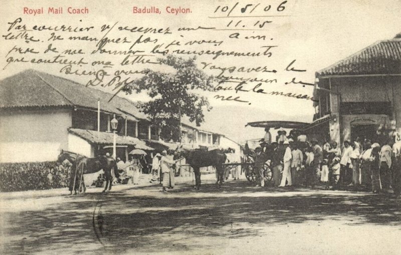 ceylon, BADULLA, Royal Mail Coach (1906) Postcard