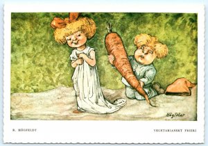 Artist ROBERT HOGFELDT Whimsical Children VEGETARIAN PROPOSAL 4x6 Repro Postcard
