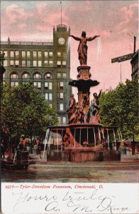 Tyler Davidson Fountain Cincinnati Ohio Vintage Postcard C210