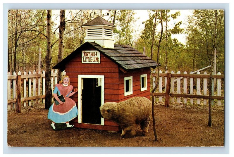 Vintage Mary Had A Little Lamb Deer Acres Pinconning Michigan Postcard P109E