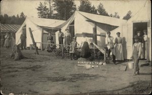 Neopit WI Boarding Tents Black & White People c1910 Real Photo Postcard