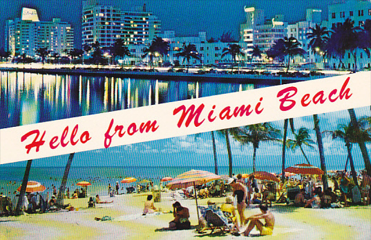 Hello from Miami FLORIDA Vintage Chrome Postcard