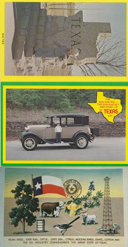 Texas Children Being Grown Ups Classic Cars 3x Map Postcard s