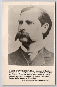 Wyatt Earp Marshall in Elsworth Dodge City Wichita Portrait RPPC Postcard L35