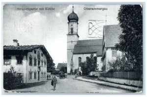 1910 Street Part With Church Oberammergau Bavarian Alps Germany Postcard