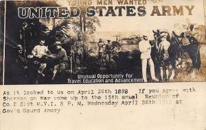 Lansing MI US Army 1898 Recruiting Poster 1911 Soldiers Reunion RPPC Postcard