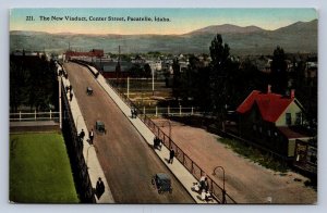 J96/ Pocatello Idaho Postcard c1910 The New Viaduct Center Street Autos 293