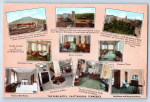 Chattanooga Tennessee Postcard Park Hotel Multiview Building Room c1940 Vintage