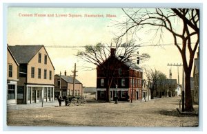 1909 Custom House and Lower Square, Nantucket Massachusetts MA Postcard