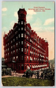 1915 Hotel Renard Saratoga And Liberty Street Baltimore Maryland Posted Postcard
