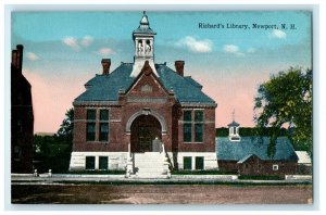 c1910's Richard's Library Building Newport New Hampshire NH Antique Postcard 