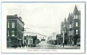 c1910's Main Street Business Section Anaconda Montana MT Unposted Cars Postcard