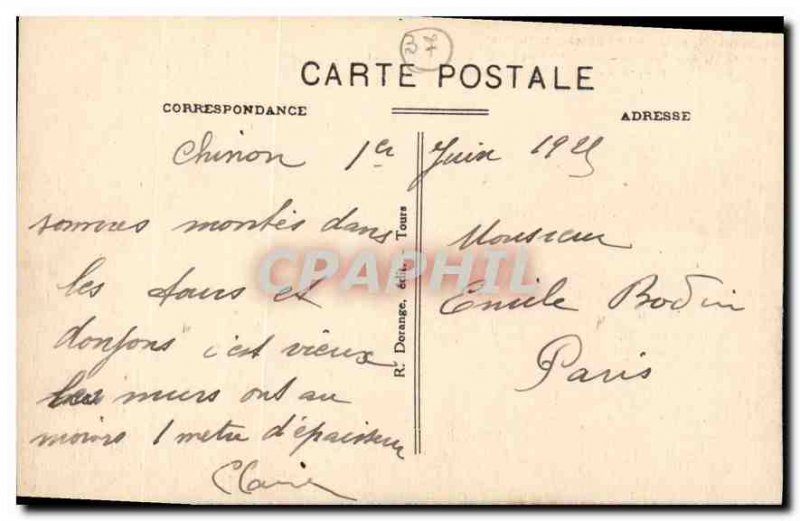 Postcard Old Chinon I and L Le Chateau My hist room or Joan of Arc came recog...