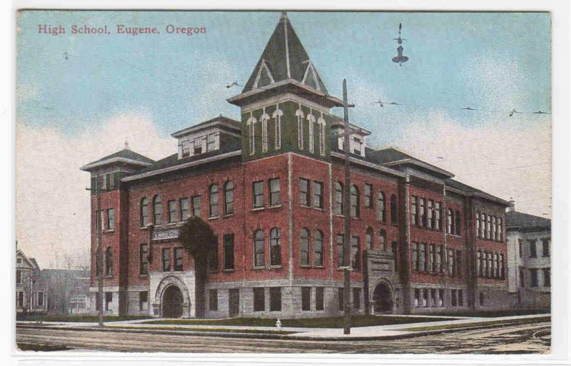 High School Eugene Oregon 1910c postcard
