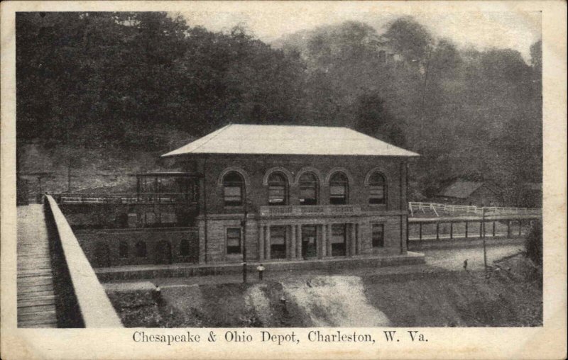 Charleston West Virginia WV C&O Railroad Train Depot Station Vintage Postcard