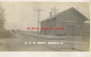 Depot, Wisconsin, Granville, RPPC, Chicago & North Western Railroad