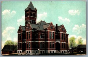 Postcard Pittsburg Kansas c1910s City Hall Crawford County Demolished In 1950s