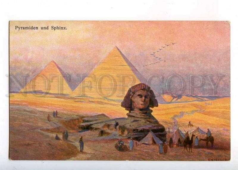 233017 EGYPT KIRCHER Pyramids & sphinx Vintage postcard