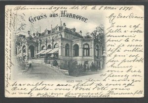 1898 VINTAGE* GERMANY GRUSS AUS HANOVER POSTED HAS CREASES