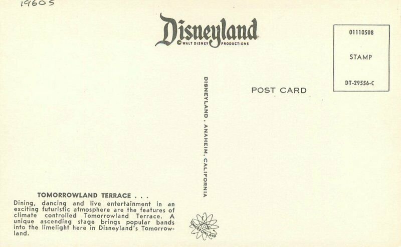 Anaheim California Disneyland Tomorrowland Terrace Postcard 21-1820