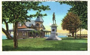 Vintage Postcard 1930s Burns Monument & Club House Fredericton New Brunswick CAN