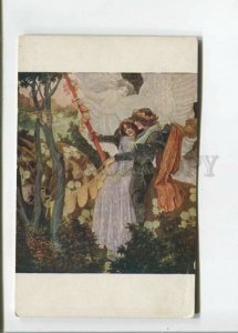 471840 LEFLER Lovers HORSE Winged ANGEL Vintage postcard SALON