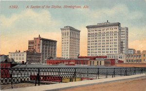 Part of Downtown Skyline Panorama Birmingham Alabama 1910c postcard