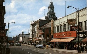 Zanesville Ohio OH Classic Cars Main Street Scene Vintage Postcard