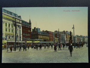 Manchester PICCADILLY Tram Terminus & Piccadilly Restaurant Cafe - Old Postcard