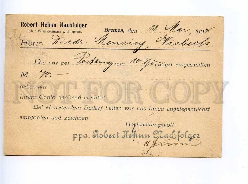 196120 GERMANY Bremen 1904 year RPPC