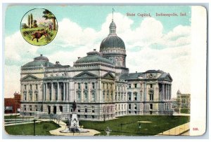 c1920's State Capitol Building Monument Tower Indianapolis Indiana IN Postcard