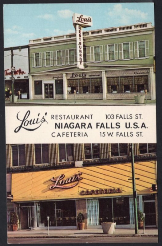 New York NIAGARA FALLS Louis' Family Restaurant Cafeteria Business Card - Chrome