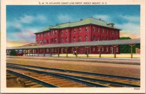 USA Atlantic Coast Line Depot Rocky Mount North Carolina Linen Postcard 05.29