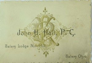 1870's Fraternal Organization John H. Hall Knights Of Pythias P82