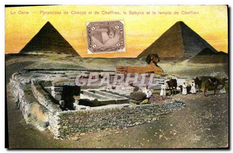 Postcard Ancient Egypt Egypt Cairo - Pyramids Chops and Cheffren the Sphinx a...