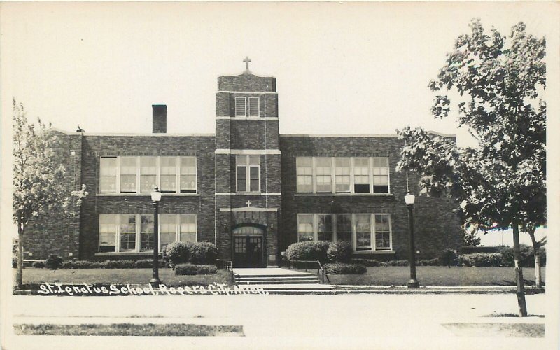 RPPC  ROGERS CITY, Michigan MI ~ ST. IGNATIUS SCHOOL c1940s  Real Photo Postcard 