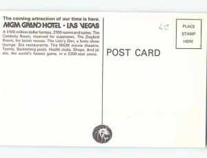 Unused 1980's MGM GRAND CASINO HOTEL OPENING SOON Las Vegas Nevada NV B0638-12