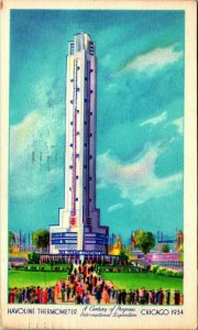 1934 Havoline Thermometer Chicago IL Postcard International Expo 1930s Illinois