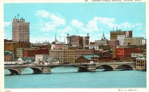 Vintage Postcard Cherry Street Bridge Toledo Ohio OH Harry H. Hamm Pub.